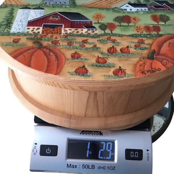 Hand Painted Pumpkin Farmhouse Wood Box Signed Fall Harvest Country Rustic Decor - Picture 9 of 9